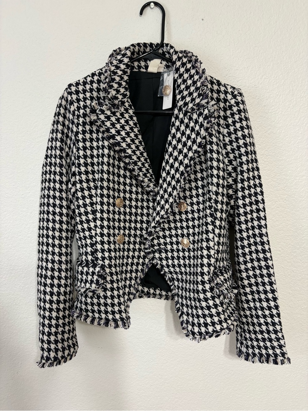 Anthropologie Black & White Houndstooth Blazer - Brand New With Tags Size M